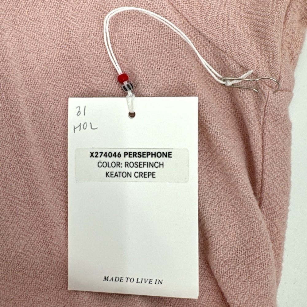 Xirena Persephone Pink Midi Dress Small Button Front Tie Waist NWT - Picture 8 of 11
